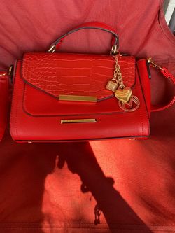 Red Crossbody Handbag with Gold Hardware mlk mia collection