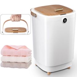 Large Towel Warmer for Bathroom, 20L Electric Towel Warmer Bucket with Wooden Handle, Auto Shut Off, Fits 2 Oversized Towels, Bathrobes & Blankets, fo