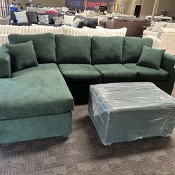 Green Sectional And Ottoman New 