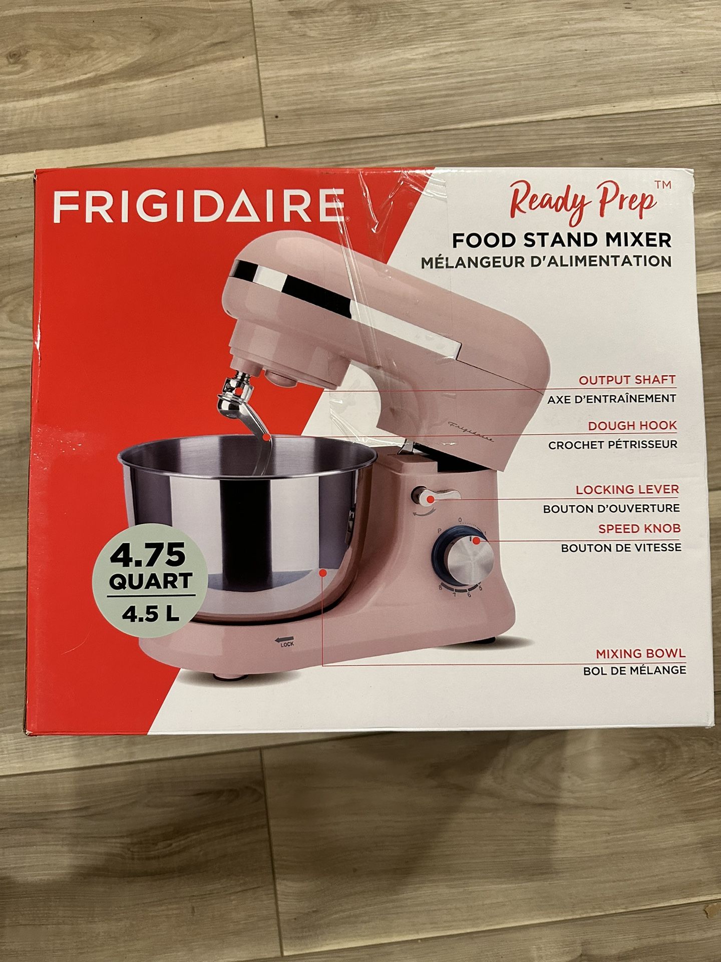 FRIGIDAIRE ESTM020-PINK 4.5L Retro Stand Mixer (Pink), 4.75 quart