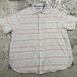 Tommy Bahama Men's Nova Wave Sea Stripe Short Sleeve Seersucker Shirt Size XXL  