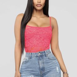 Hot Pink Lace Bodysuit 