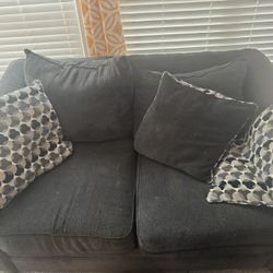 Dark Navy Sofa (couch) And Two Love Seats Plus Pillows 