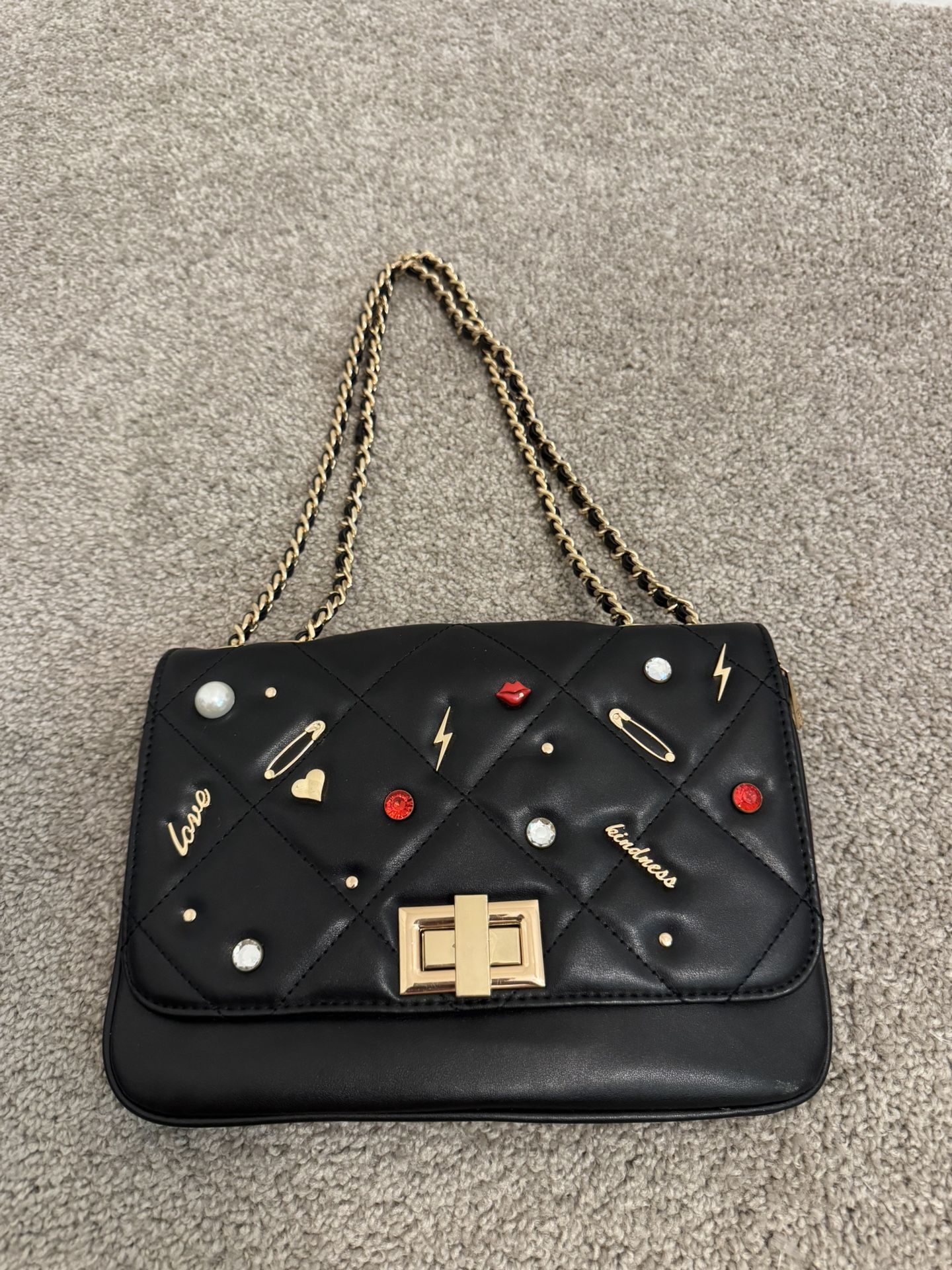 Aldo crossbody braided gold chain quilted purse