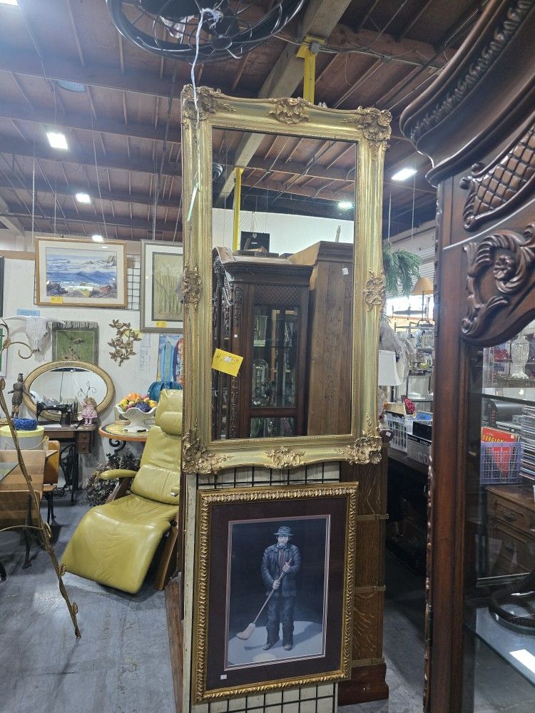 Large Antique-Style Gold Ornate Wall Mirror
