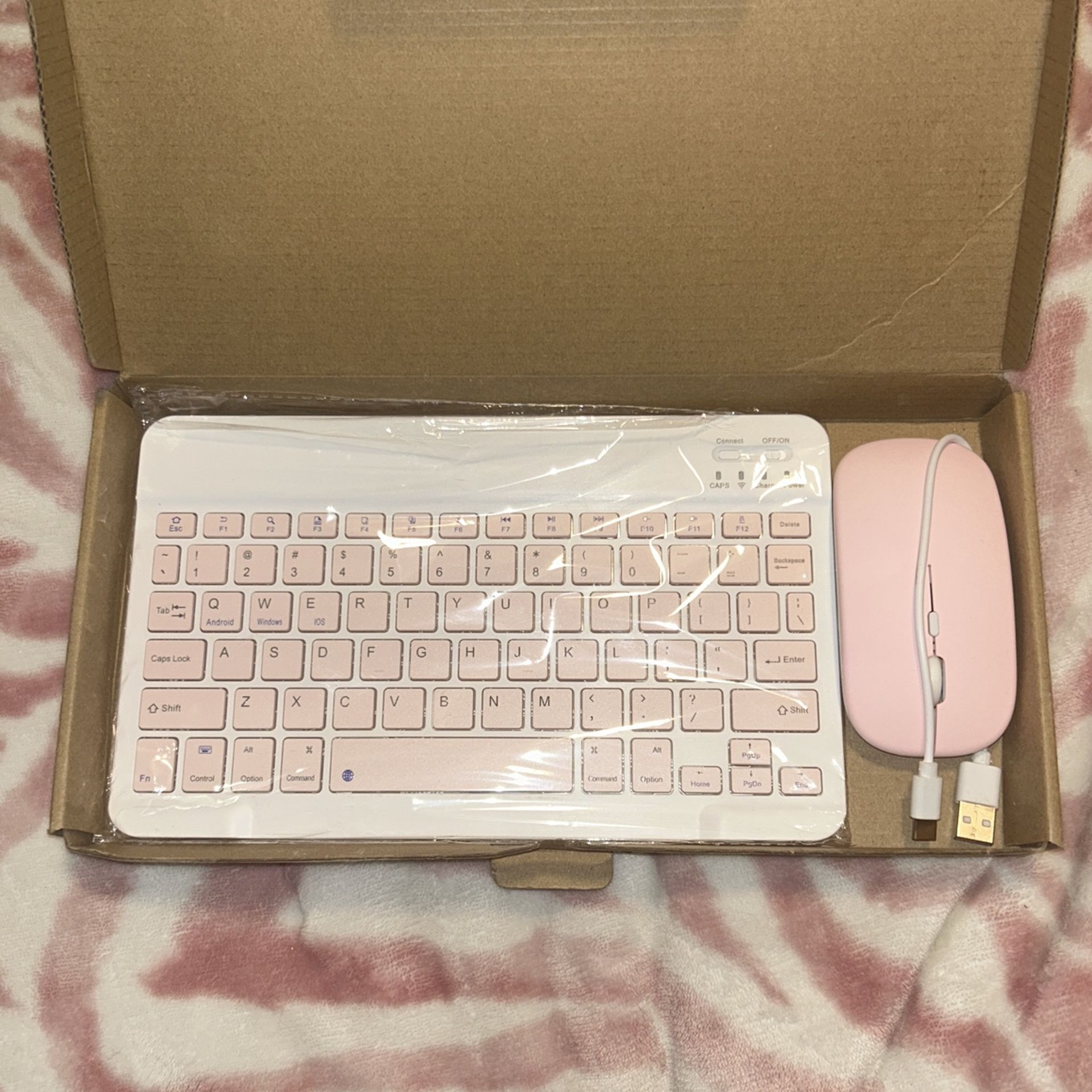 Wireless Bluetooth Keyboard And Mouse Pink