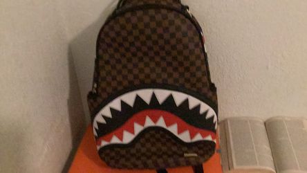 Sprayground Shark Mouth Backpack – Brown Checkerboard Design . Used