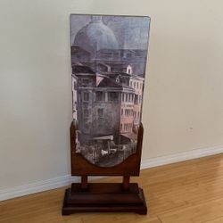 Beautiful European Wall art Painting Standing W/ Wooden Stand Home Decor 