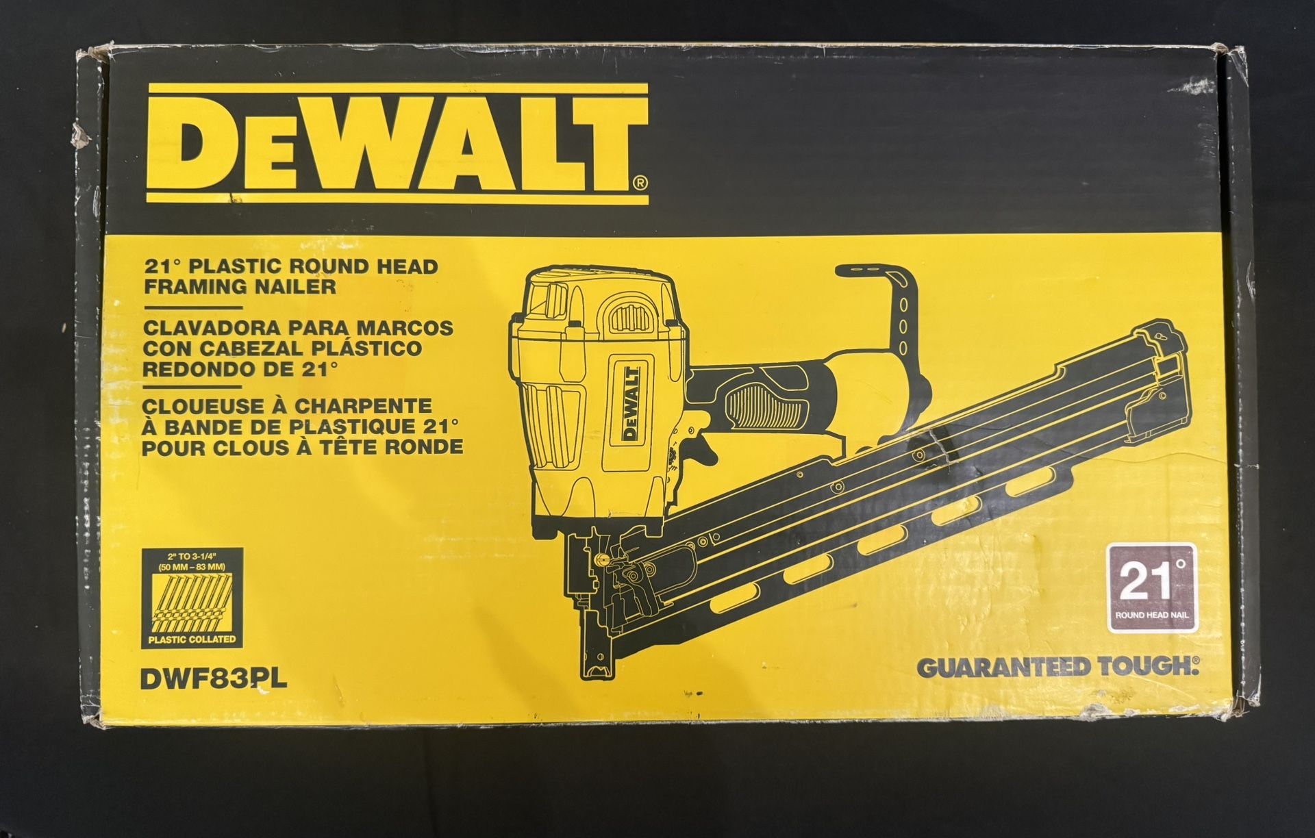 DEWALT Pneumatic 21-Degree Collated Corded Framing Nailer