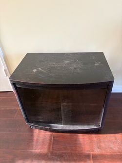 Black TV Stand with Glass Sliding Doors