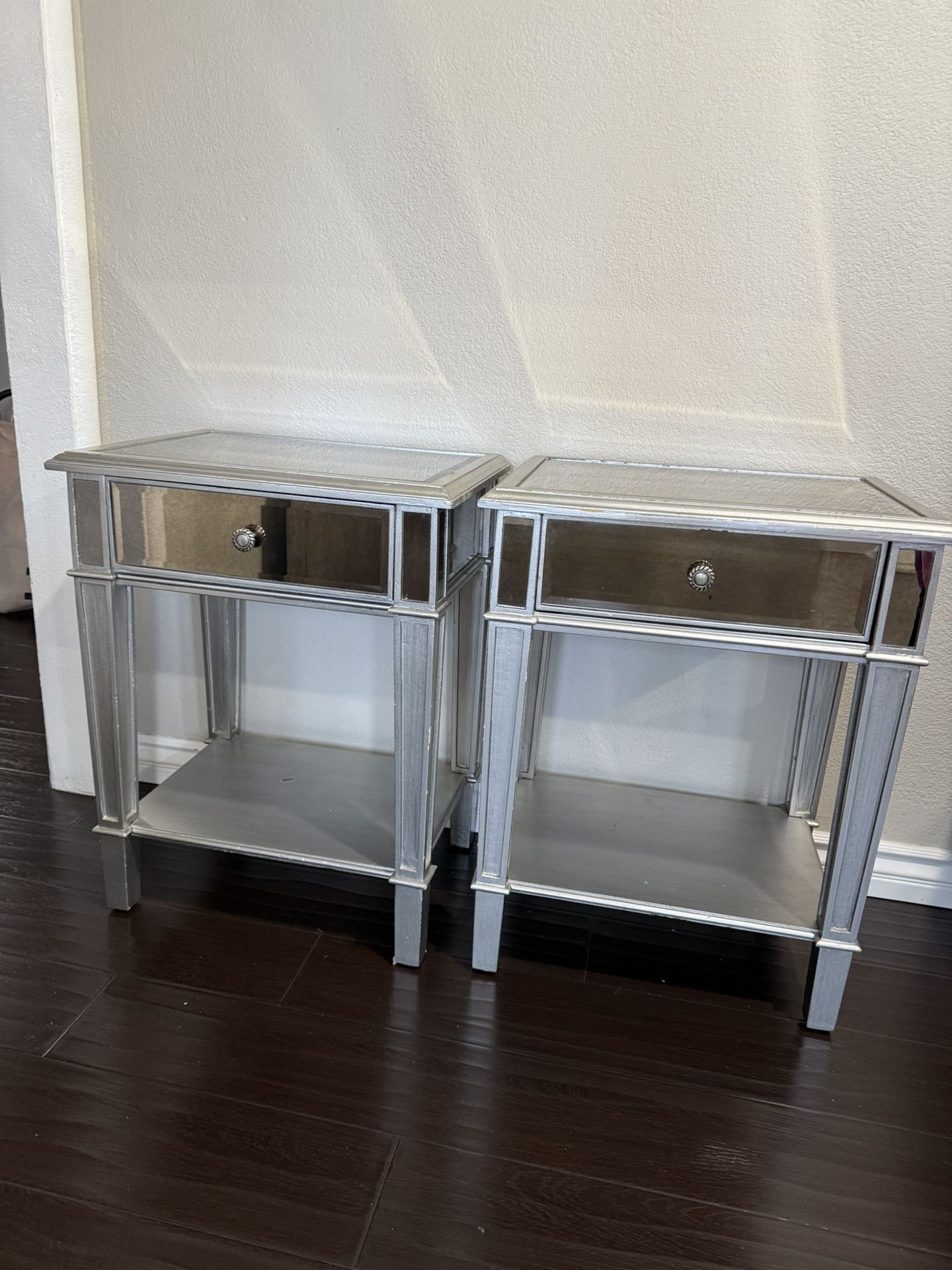 Hayworth Mirrored Silver Nightstands