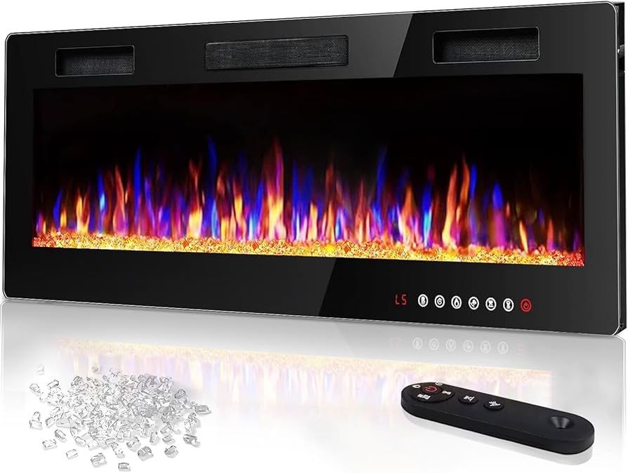50 inch Ultra Thin Electric Fireplace in Wall Recessed and Wall Mounted Linear Fireplace Heater with Multicolor Flame,Timer,Low Noise,750/1500W,Touch,All Products : American Fashion Style Bags On Sale