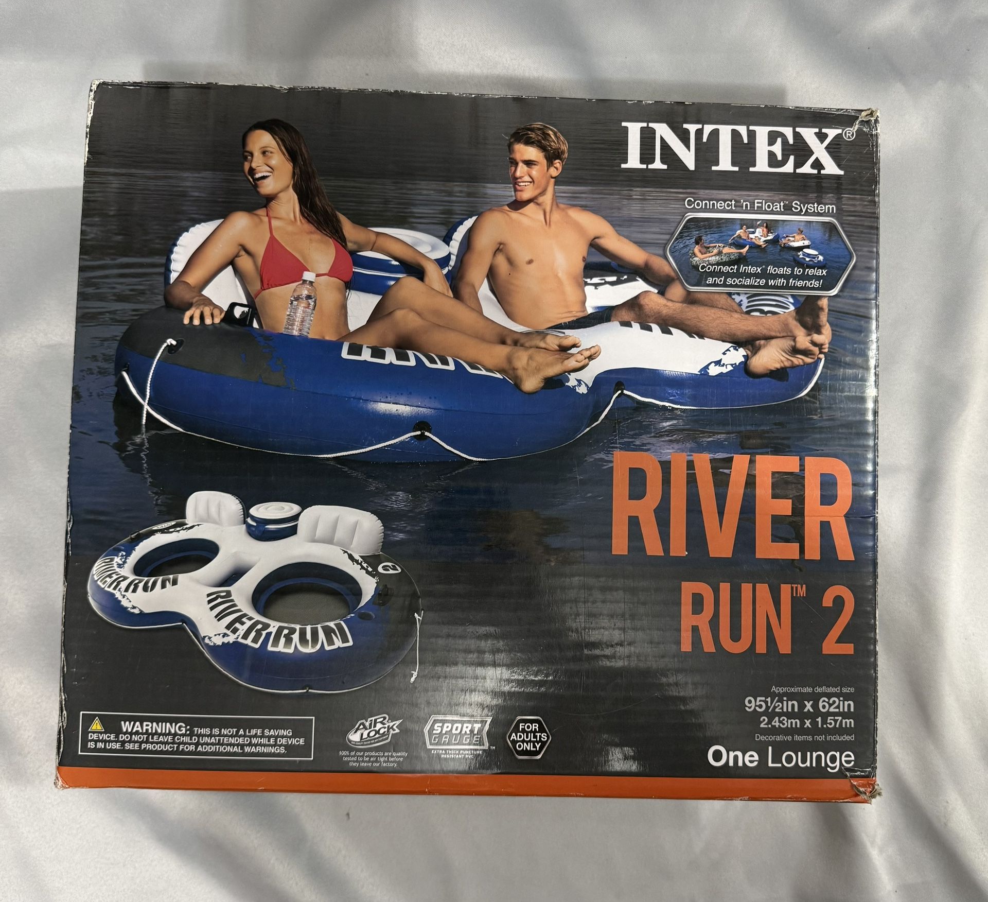 Intex River Run II 2-Person Water Tube Float w/ Cooler and Connectors | 58837EP