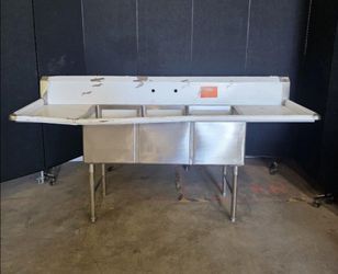 NEW John Boos 1B16204-2D18 Three-Compartment Stainless Steel Sink