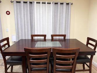 Dark Wood Dining Table Set with 6 Chairs from Ashley