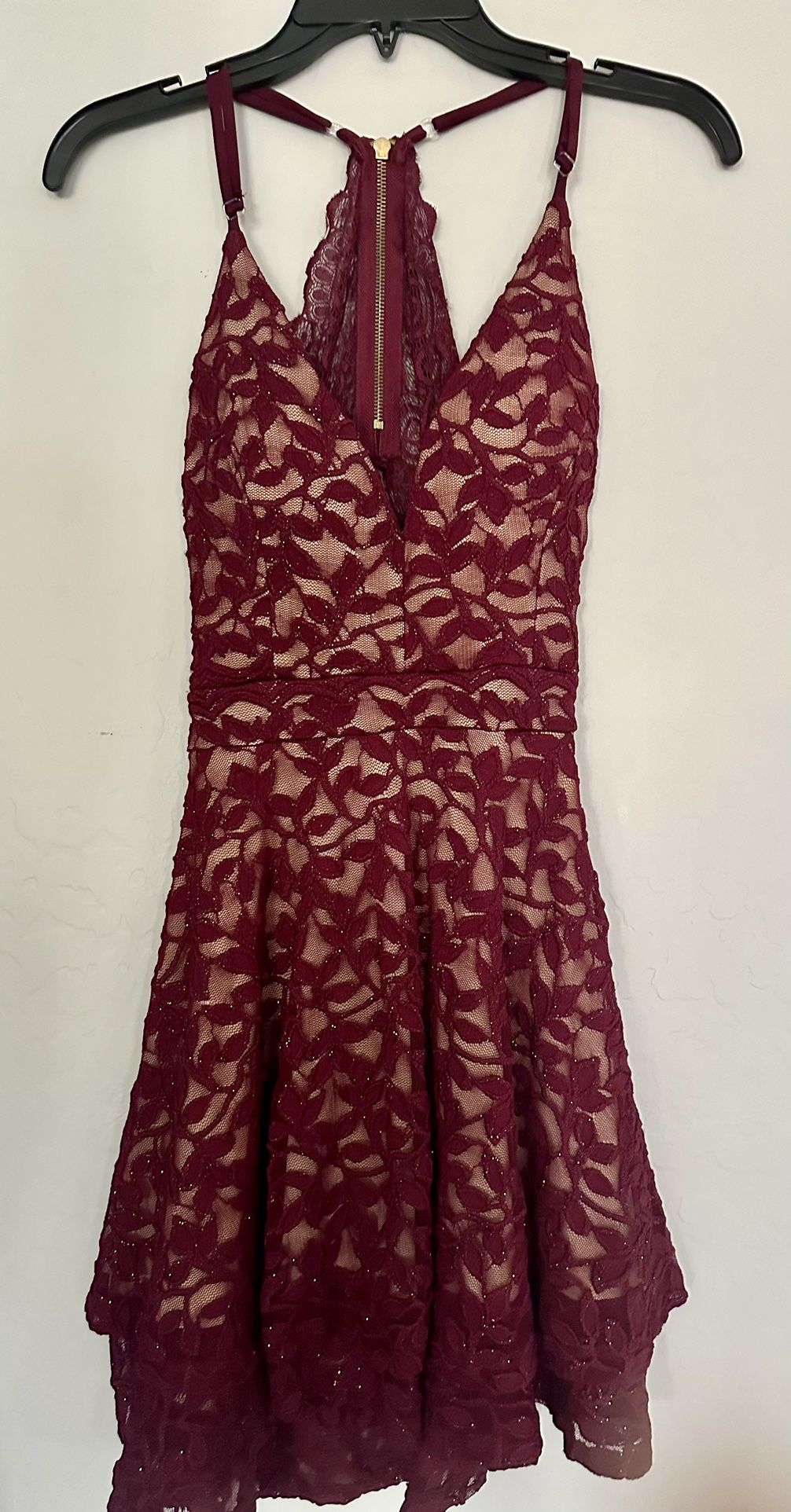 Burgundy Lace Formal Dress