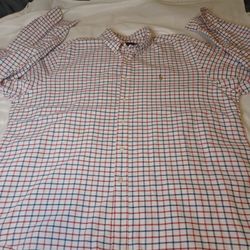 Polo Ralph Lauren Men's Shirt Classic Fit Button Down Plaid Sz. 2XL Flesh Pony