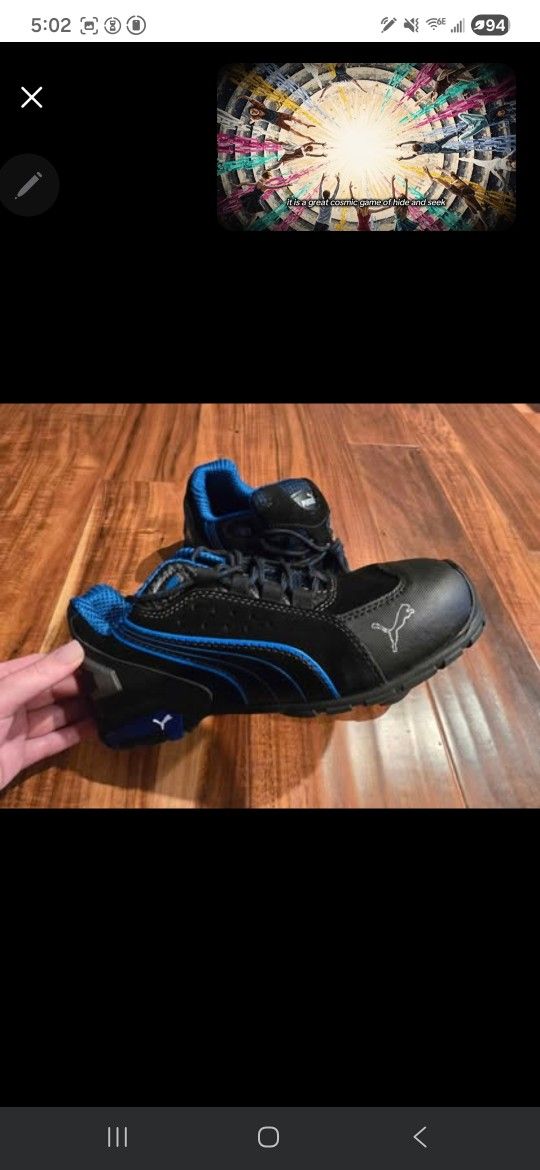 Brand New PUMA Steel Toe Shoes - Black/Blue - Size 8 (Never Worn, With Box) - $55