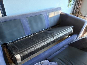 Blue ultra suede pullout sofa bed