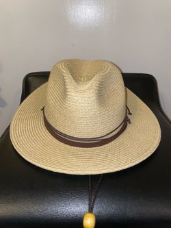 Overland Straw Fedora Hat with Chin Strap