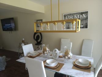 Dining Set With 6 Crystal Chairs