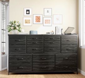 16 Drawer Dresser For Bedroom, 51.1" Wide Long Dresser With Charging Station For 60" Tv Stand