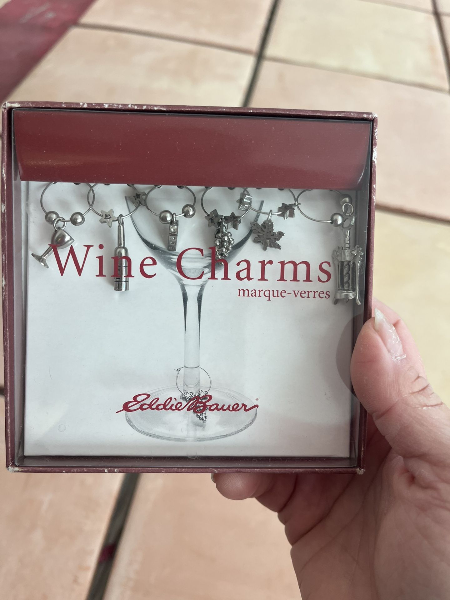 6 Wine Glass Charms --Still In Box