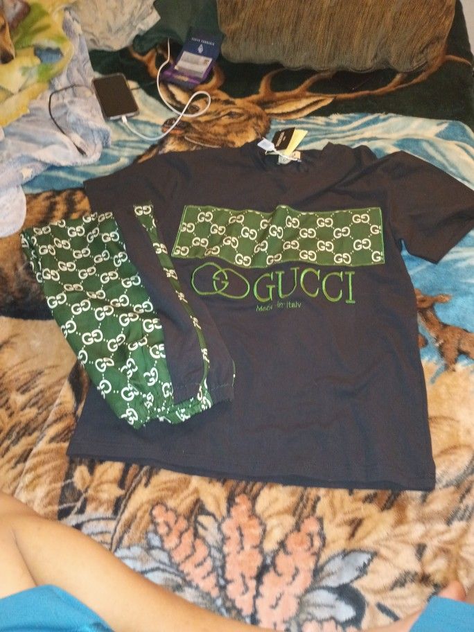 Gucci Shirt With Gucci Green Sweats