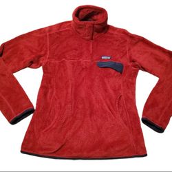 Womens Patagonia Fleece Pullover Red Black Sz M
