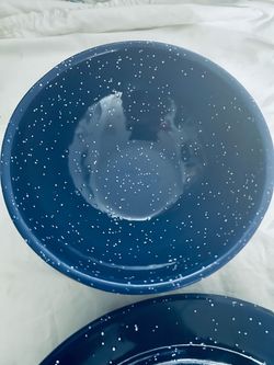 Blue Speckled Enamel Camping Bowl