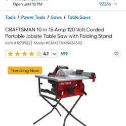 Craftsman 10 Inch Table Saw 