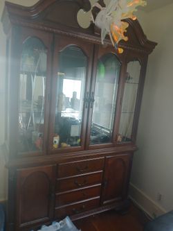Ashley furniture cabinet w/lights
