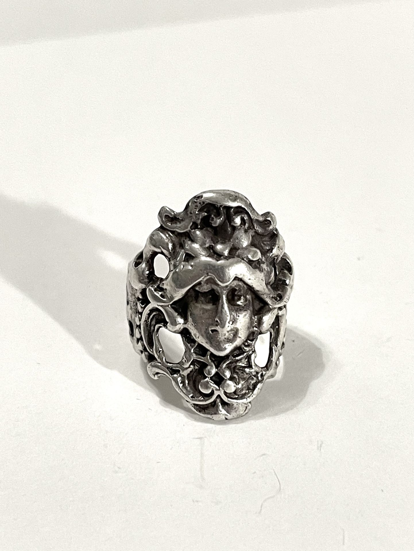 Antique Solid, Silver Handcrafted Ring. Size 6.