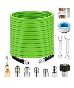 Pressure Washer Sewer Jetter Kits 50Ft X1/4" Hydro Drain Cleaner Hose 5800 PSI