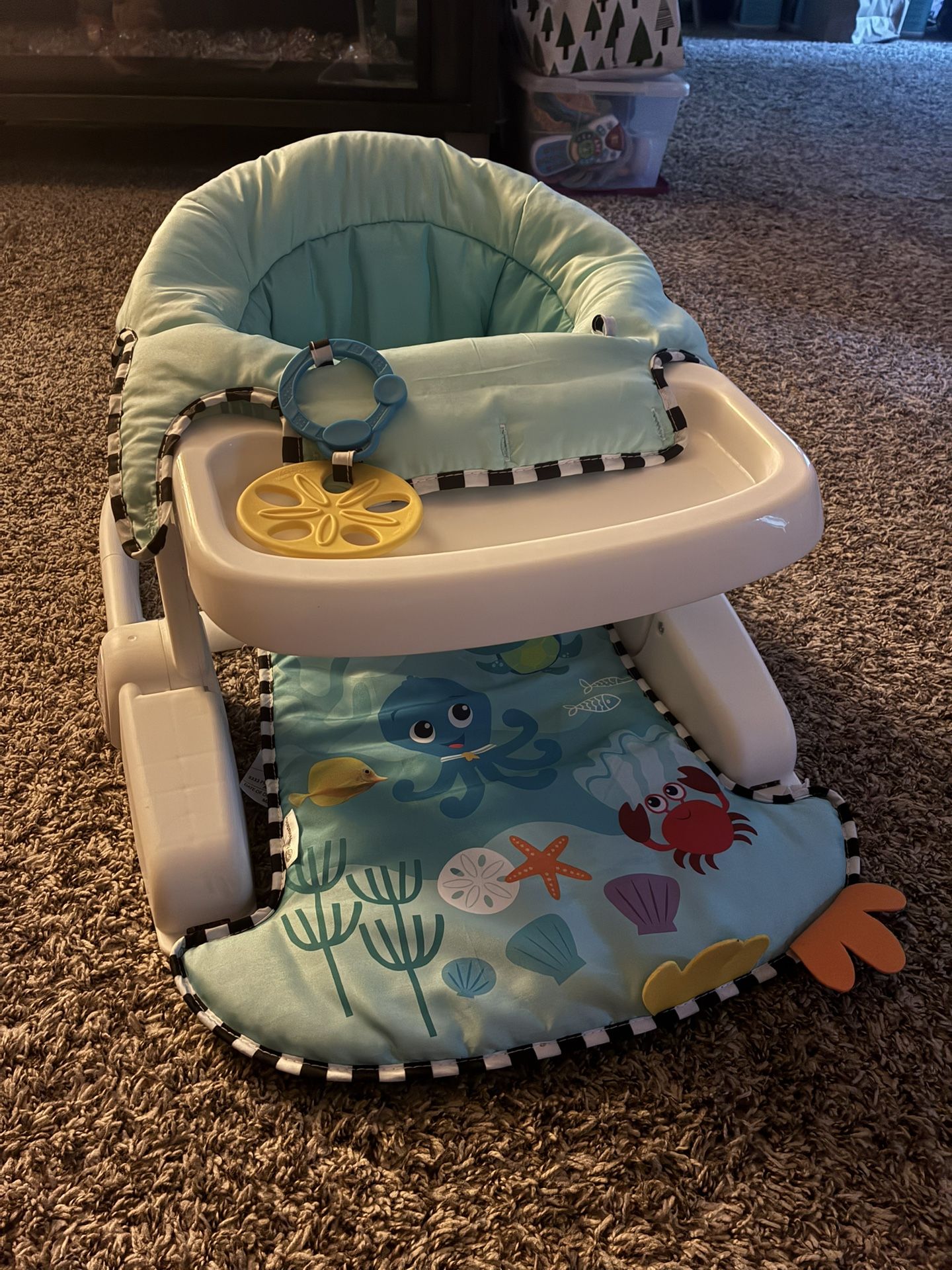 Baby Einstein Unisex Sea of Support 2 In 1 Sit Up Floor Seat with Soft Seat Pad, Store Tray, and Sea of Sensory Details