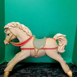 Vintage 1990 Signed & Dated Ceramic Horse Statue 18"×14"
