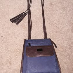 Ladies Purse Leather Beautiful Blue & Brown