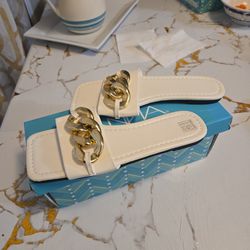 White  Sandal  With  Gold Belt
