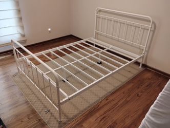 Beautiful metal full size white bed frame