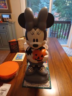 Gemmy Disney Minnie Mouse 24" Lighted Halloween Pumpkin Skeleton Blow Mold-NIB