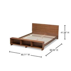 Walnut King Size Low Profile Platform Storage Bed