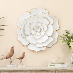 New Metal Flowers Wall Art Decor, 24'' Large Farmhouse Wall Decor for Living Room, Bedroom, Bathroom