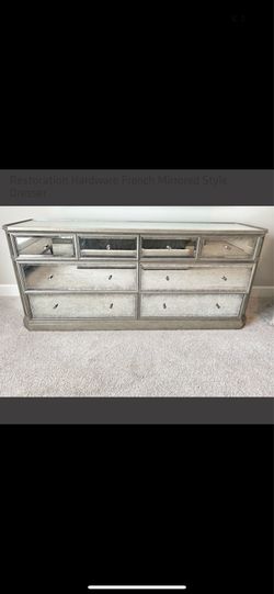 Restoration Hardware French Mirrored 8 drawer dresser