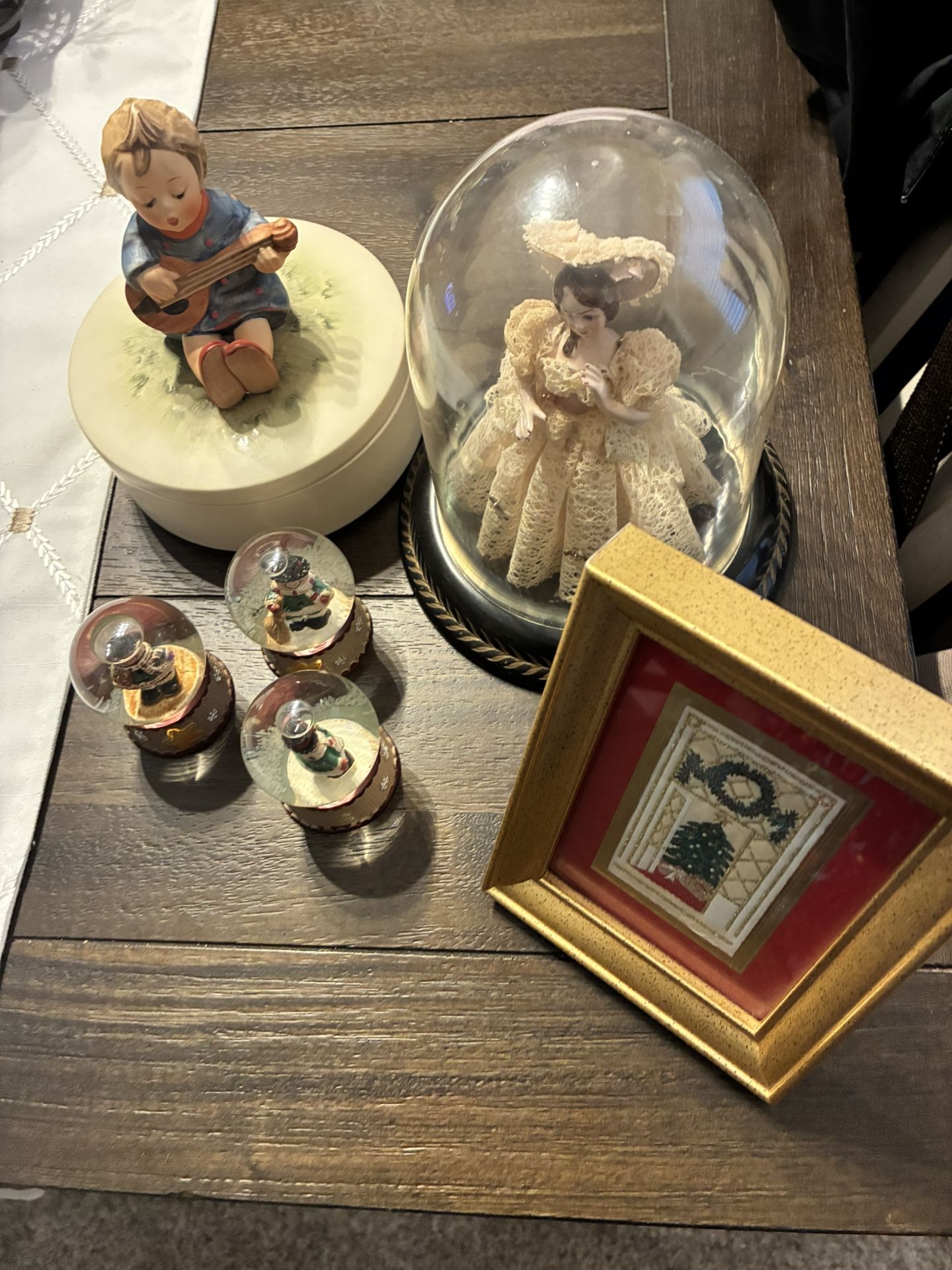 6 PC. Collection Hummel Goebel Candy Dish, Porcelain Lace Figure, Gold Cross Stick & More!
