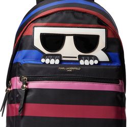 Karl Lagerfeld Paris Amour Backpack Stripe Pewter Black One Size