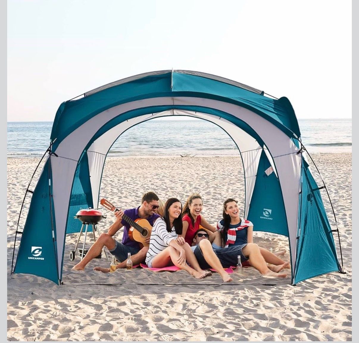 Beach Tent 12 X 12ft Large UPF50+ Pop Up Canopy with 2-Pcs Side Wall