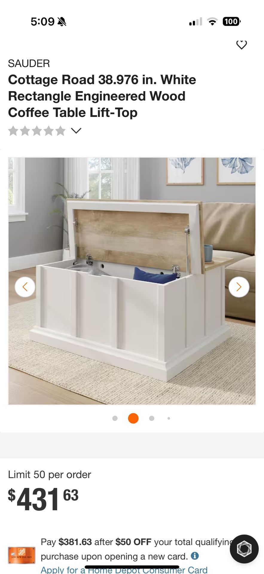 Coffee Table Lift Top- NEW