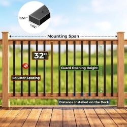 55 Pcs 32" Rectangular Deck Balusters, Straight Spindles Railing Kit