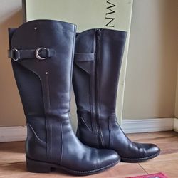 Great Northwest GNW Black Leather Stretch Riding Boots Size 7M