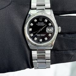 Authentic Rare Rolex Datejust 36mm Oyster Black Diamond Dial